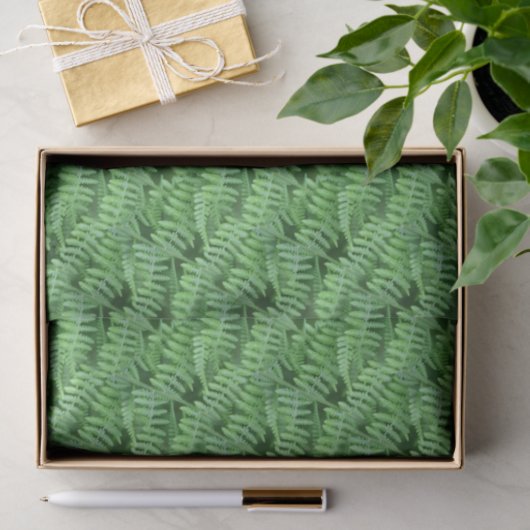 Green Woodland Ferns Pattern Natuur Tissuepapier (Geschenk)