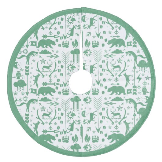 Green Woodland Fox Herten Beer Vrolijk kerstfeest Fleece Kerstboom Rok (Voorkant)