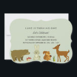 Green Woodland Friends Verjaardagsuitnodiging Kaart<br><div class="desc">Overeenkomende producten in de GoDesign store!</div>