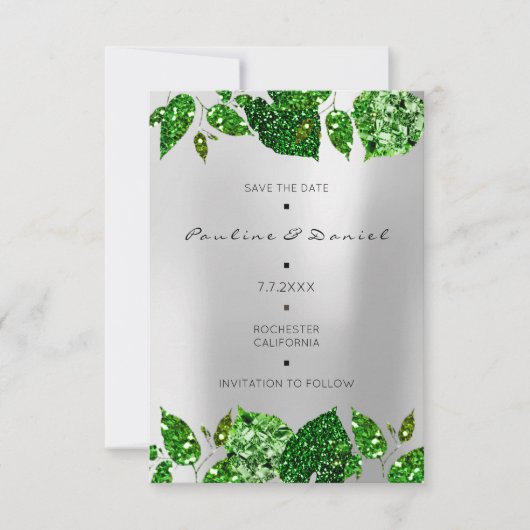 Green Woodland Green Monstera Save The Date Gra (Voorkant)