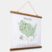 Green Woodland National Parks Kaart Kleuterschool  Hangend Wandkleed (Gebogen)