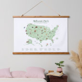 Green Woodland National Parks Kaart Kleuterschool  Hangend Wandkleed (Slaapkamer)