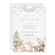 Green Woodland Party Dieren Uitnodiging voor verja