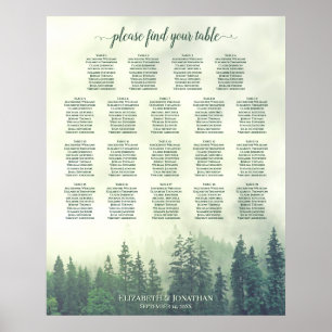 Green Woodland Pine 19 Table Wedding Seating Chart Poster