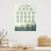 Green Woodland Pine 19 Table Wedding Seating Chart Poster (Keuken)