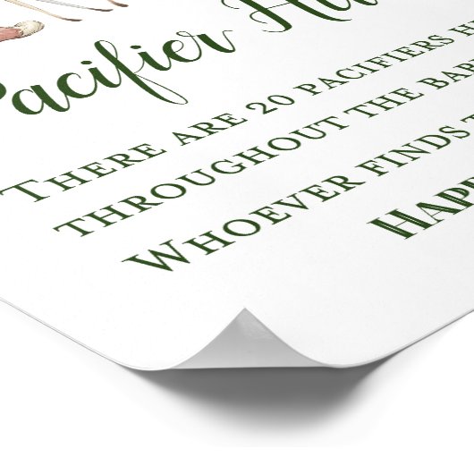 Green Woodland Table Game Sign - Pacifier Hun 8x10 Poster (Hoek)