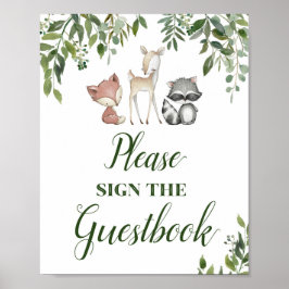 Green Woodland Table Sign - Guestbook 8x10 Poster