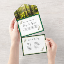 Green Woodland Theme All in One Wedding Uitnodigin