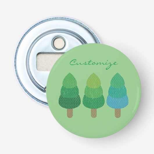 Green Woodland Trees Thunder_Cove Button Flesopener (Voorkant)