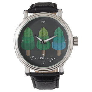 Green Woodland Trees Thunder_Cove  Horloge