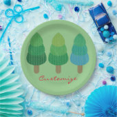 Green Woodland Trees Thunder_Cove Papieren Bordje (Feest)