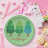 Green Woodland Trees Thunder_Cove Papieren Bordje (Feest)