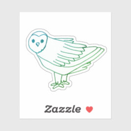 Green Woodland Vogel Artistieke Leuke Uil Sticker