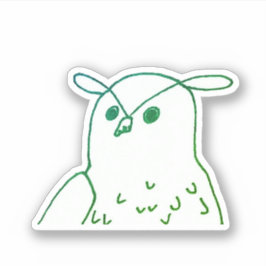Green Woodland Vogel Artistieke Uil Sticker