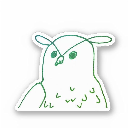 Green Woodland Vogel Artistieke Uil Sticker (Voorkant)