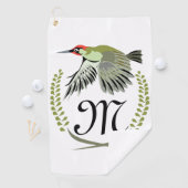 Green Woodpecker in Flight Monogram Golfhanddoek (Insitu)