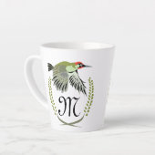 Green Woodpecker in Flight Monogram Latte Mok (Linkerhoek)