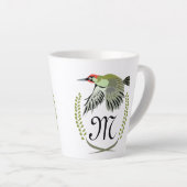 Green Woodpecker in Flight Monogram Latte Mok (Rechterhoek)