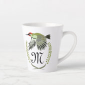 Green Woodpecker in Flight Monogram Latte Mok (Rechts)
