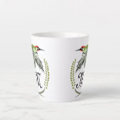 Green Woodpecker in Flight Monogram Latte Mok (Voorkant)