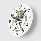 Green Woodpecker in Flight Monogram Ronde Klok (Hoek)