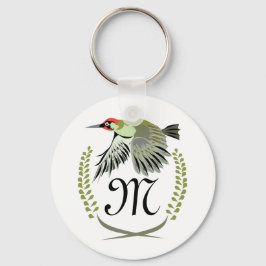 Green Woodpecker in Flight Monogram Sleutelhanger