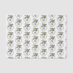 Green Woodpecker in Flight Monogram Tissuepapier