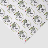 Green Woodpecker in Flight Monogram Tissuepapier (Detail)