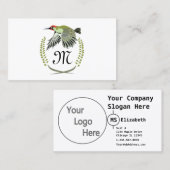 Green Woodpecker in Flight Monogram Visitekaartje (Voorkant / Achterkant)