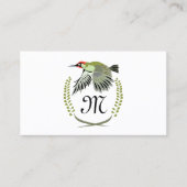 Green Woodpecker in Flight Monogram Visitekaartje (Voorkant)