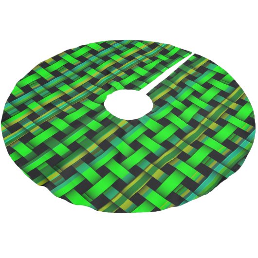 Green Woven Stripe Pattern kerstfeestcadeaus Kerstboom Rok (Gekanteld)