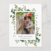 Green Wreated Custom Text Foto Feestdagenkaart (Voorkant)