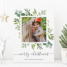 Green Wreated Custom Text met Kerstmis Feestdagenkaart