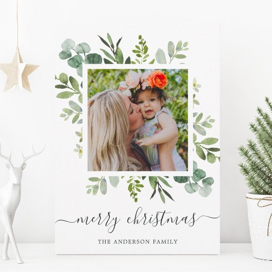 Green Wreated Custom Text met Kerstmis Feestdagenkaart