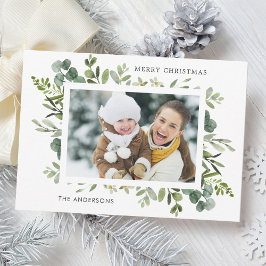 Green Wreated Custom Text met Kerstmis Feestdagenkaart