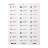 Green Wreated Kerstmonogram Retouradres Etiket (Full Sheet)