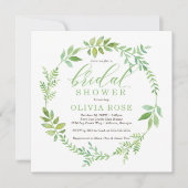 Green Wreath Bridal Shower Invitation, BOHO Kaart (Voorkant)
