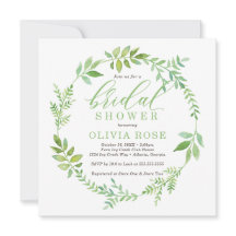 Green Wreath Bridal Shower Invitation, BOHO