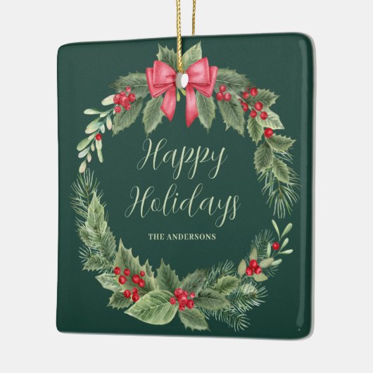 Green Wreath Christmas Personalized Ornament (Links)