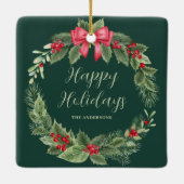 Green Wreath Christmas Personalized Ornament (Achterkant)