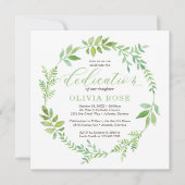 Green Wreath Dedication Invitation, BOHO Kaart (Voorkant)