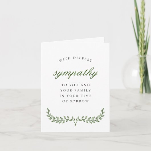 Green Wreath Elegant Sympathy Condoleances Bedankkaart (Voorkant)