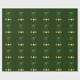 Green Wreath en Jingle Bells Green Wrapping Paper Cadeaupapier