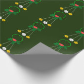 Green Wreath en Jingle Bells Green Wrapping Paper Cadeaupapier (Hoek)