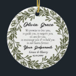 Green Wreath Godfather Belofte aan Godchild Keramisch Ornament<br><div class="desc">Groene krans peetouders beloven aan Godchild Keramisch Ornament. Overeenkomende objecten beschikbaar.</div>