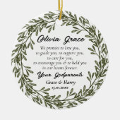 Green Wreath Godfather Belofte aan Godchild Keramisch Ornament (Voorkant)