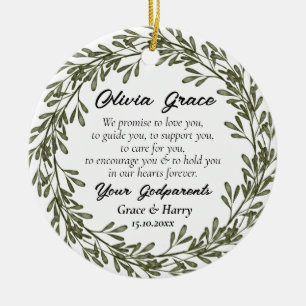 Green Wreath Godfather Belofte aan Godchild Keramisch Ornament