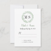 Green Wreath Monogram Wedding RSVP (Voorkant)