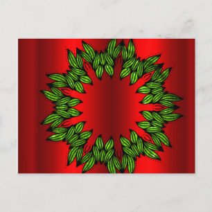 Green Wreath op Red Kerstmis Briefkaart