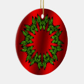 Green Wreath op Red Kerstmis Keramisch Ornament (Rechts)